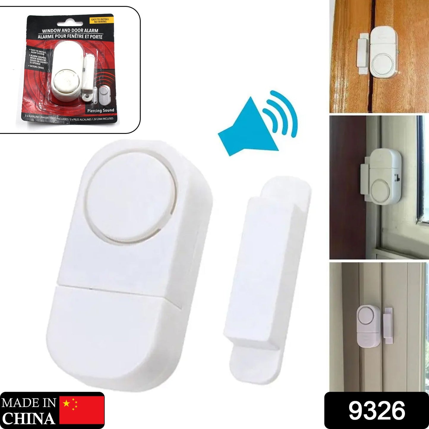 9326 Wireless Window Door Alarm, Sensor Door Alarm for Kids Safety, Alarm System for Home Security for Pool, RV and Office, door bell