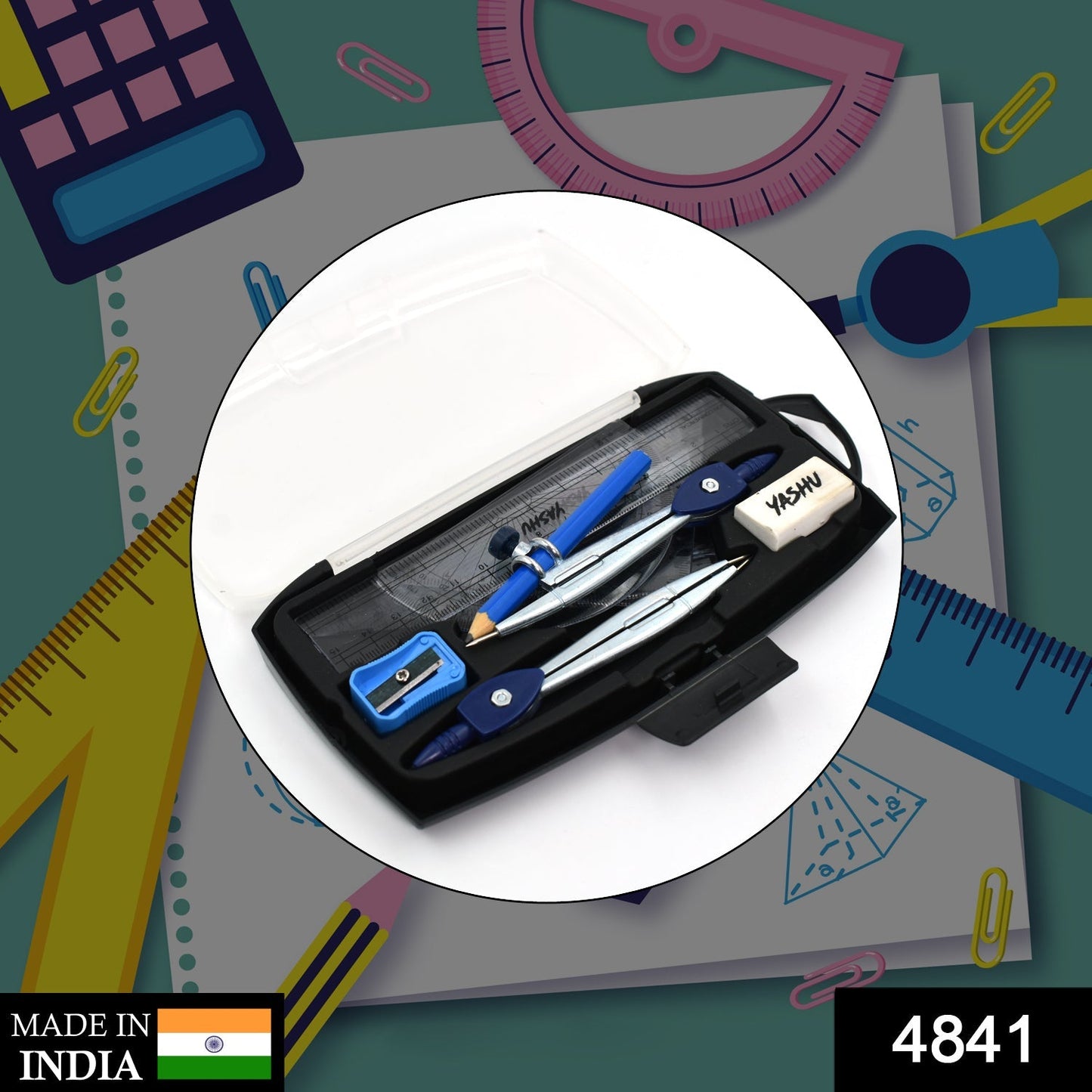 4841 Geometry Box 10 Pc For Students Of Schools And Colleges Especially Used During The Time Of Study And Learning Etc. DeoDap