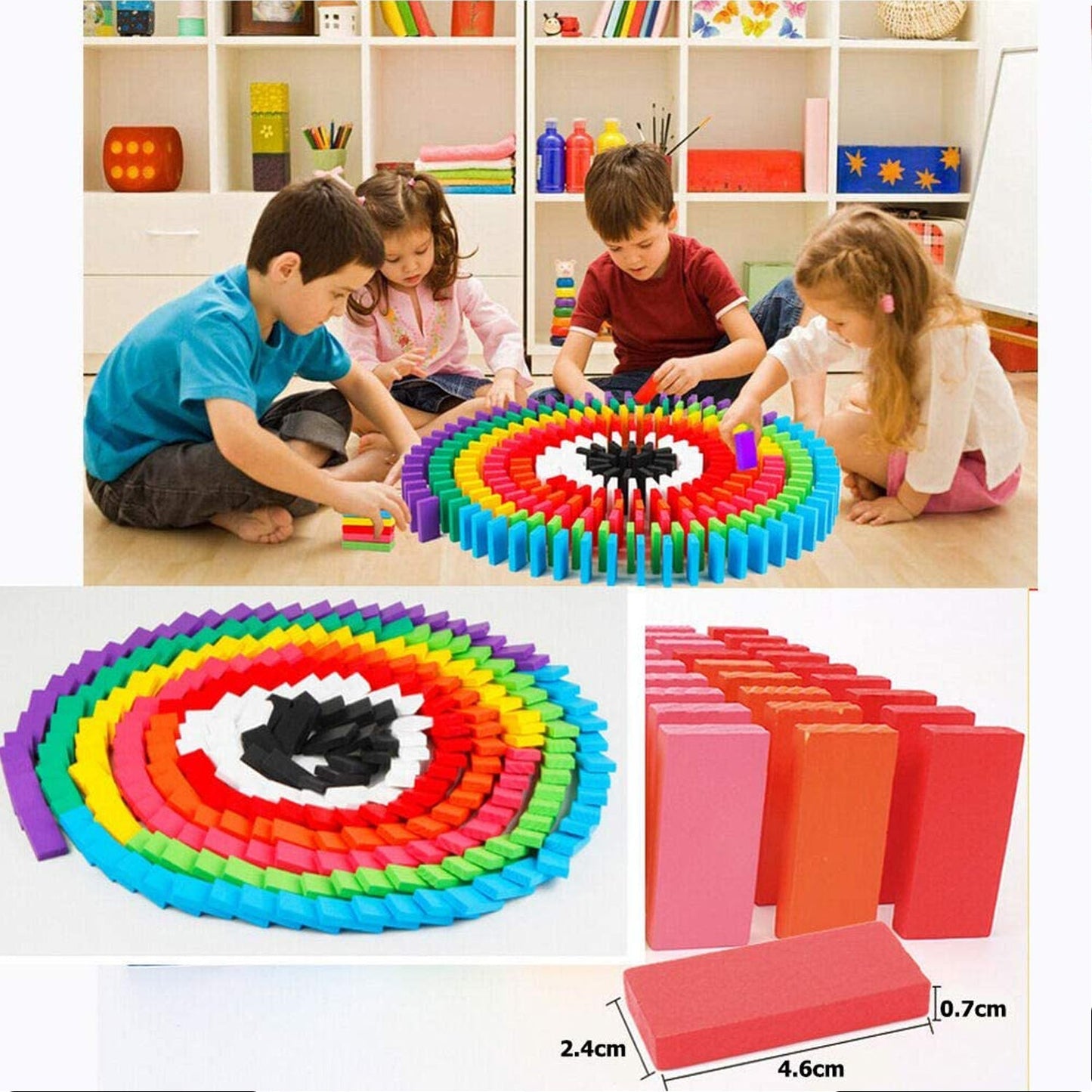 4439B 100PC DOMINO BLOCKS SET MULTICOLOR WOODEN TOY BUILDING INDOOR GAME TOY DeoDap