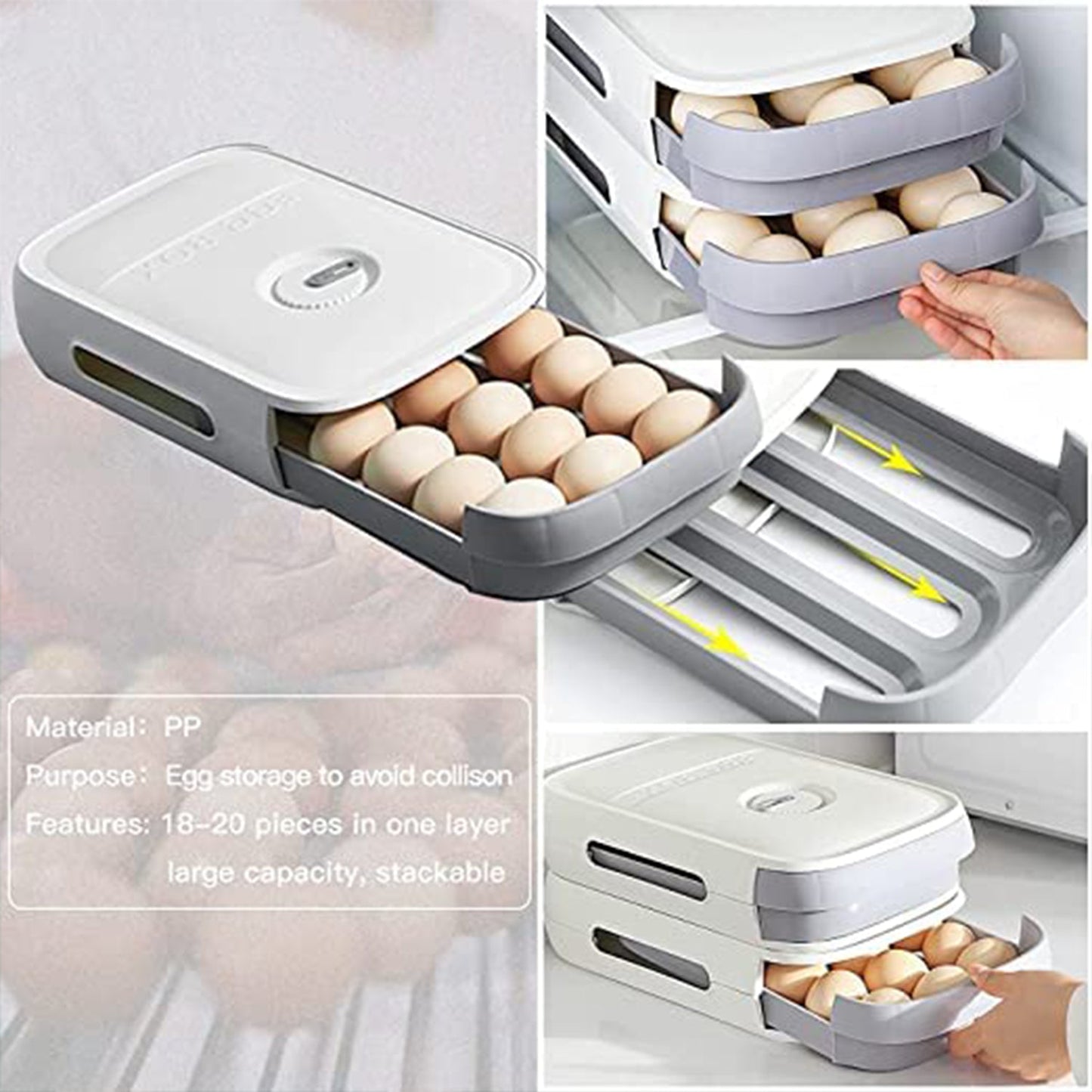 5723 Egg Storage Box Plastic Egg Drawer Fridge Egg Organizer Egg Keeper Refrigerator Egg Drawer Plastic Egg Carton Covered Egg Holder Pantry Egg Bin Household Egg Tray (1 Pc)