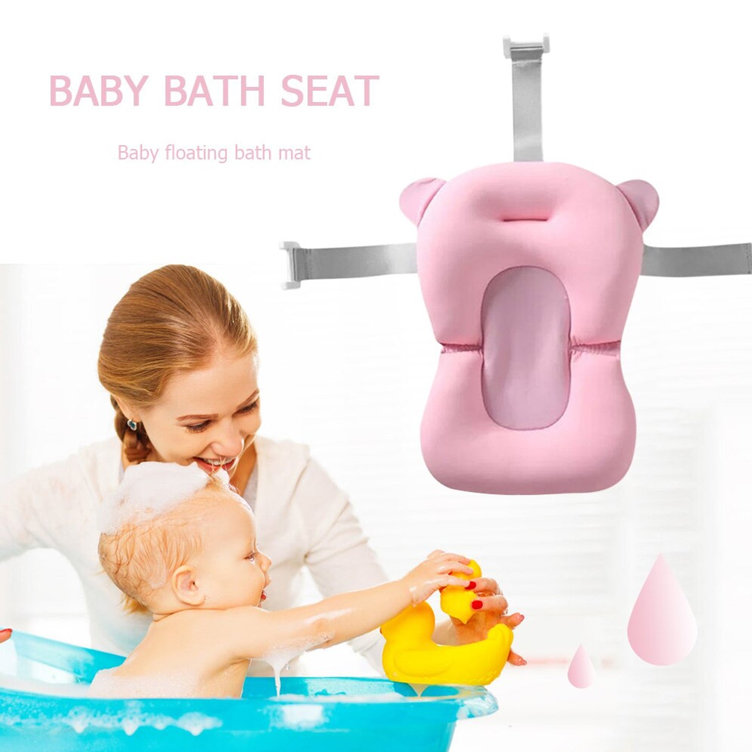 7522 Baby Bath Pillow Newborn Anti-Slip Bathtub Pad Foldable with Strap For 0-6 Month Baby DeoDap