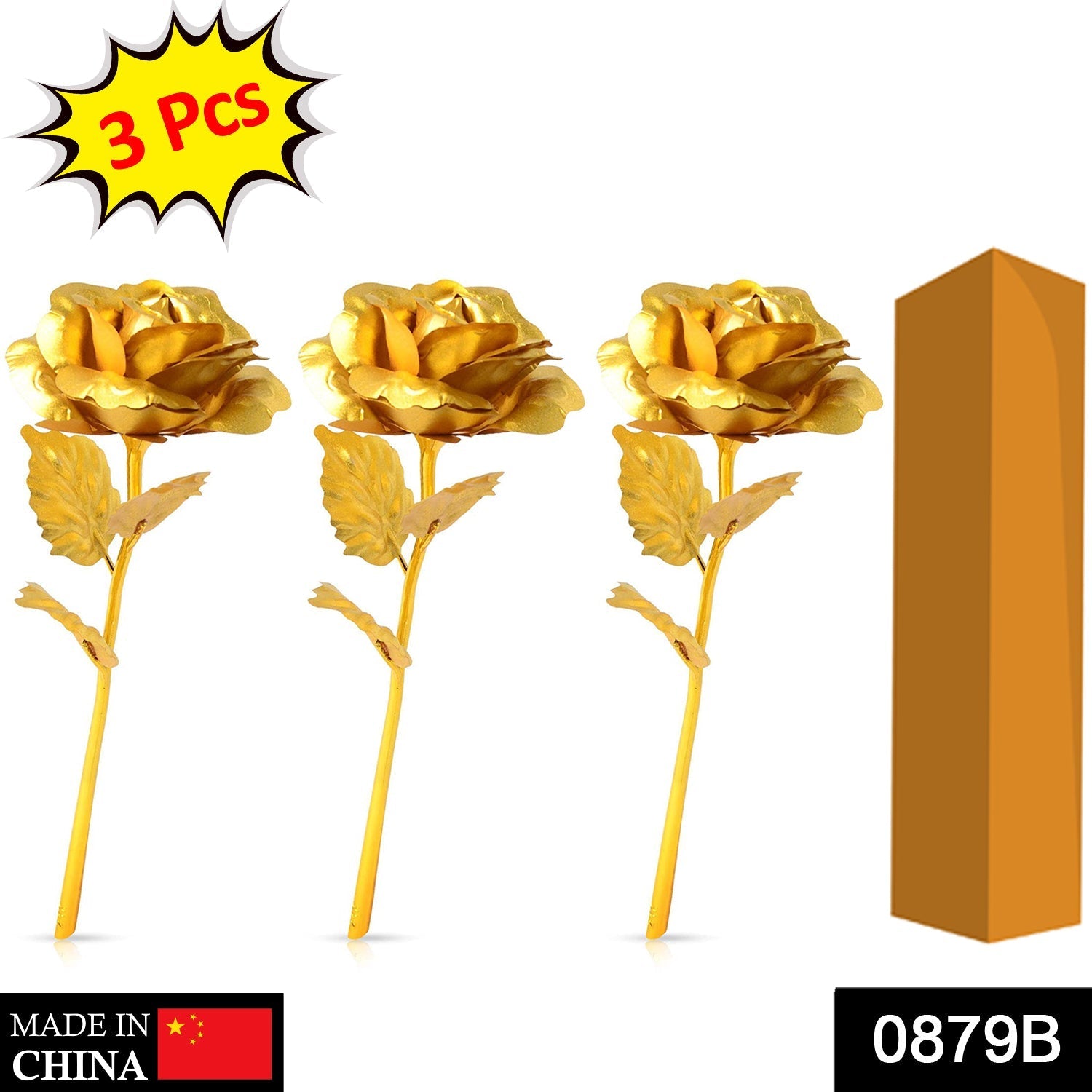 0879 B Golden Rose used in all kinds of places like household, offices, cafe's, etc. for decorating and to look good purposes and all. DeoDap