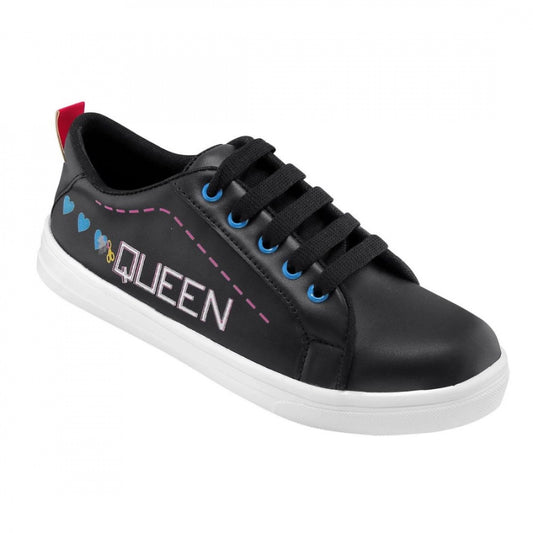 Generic Women Black Color Leatherette Material  Casual Sneakers