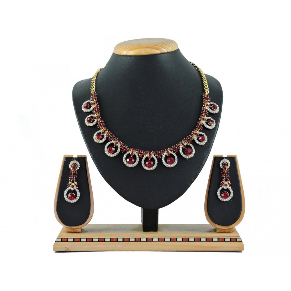 Generic Women's Alloy Necklace set (Maroon)