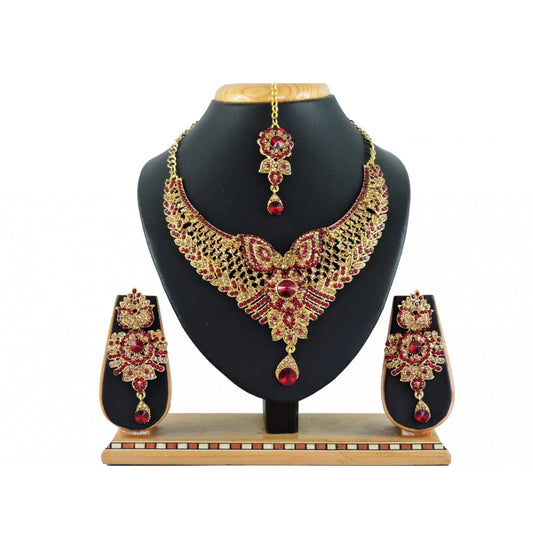 Generic Women's Alloy Necklace set (Maroon)