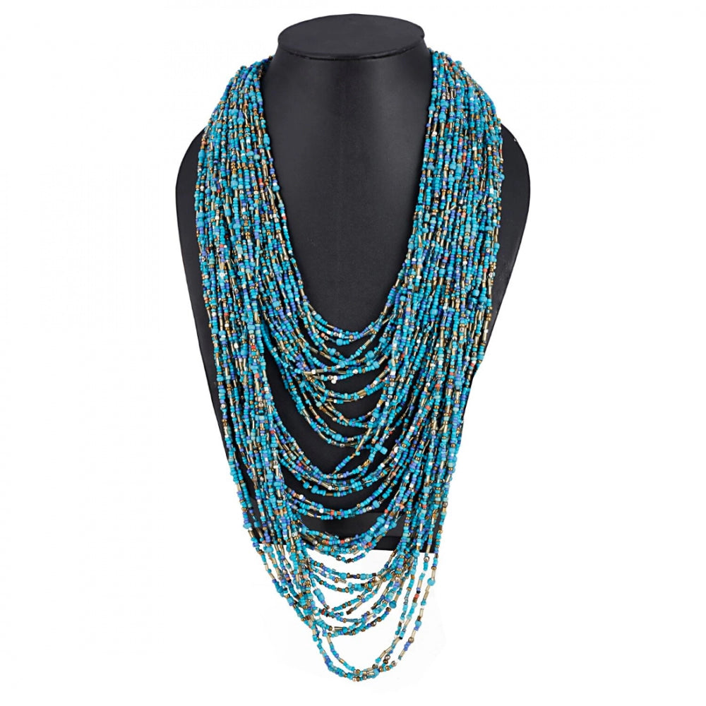 Blue Multi Layer Beads Necklace