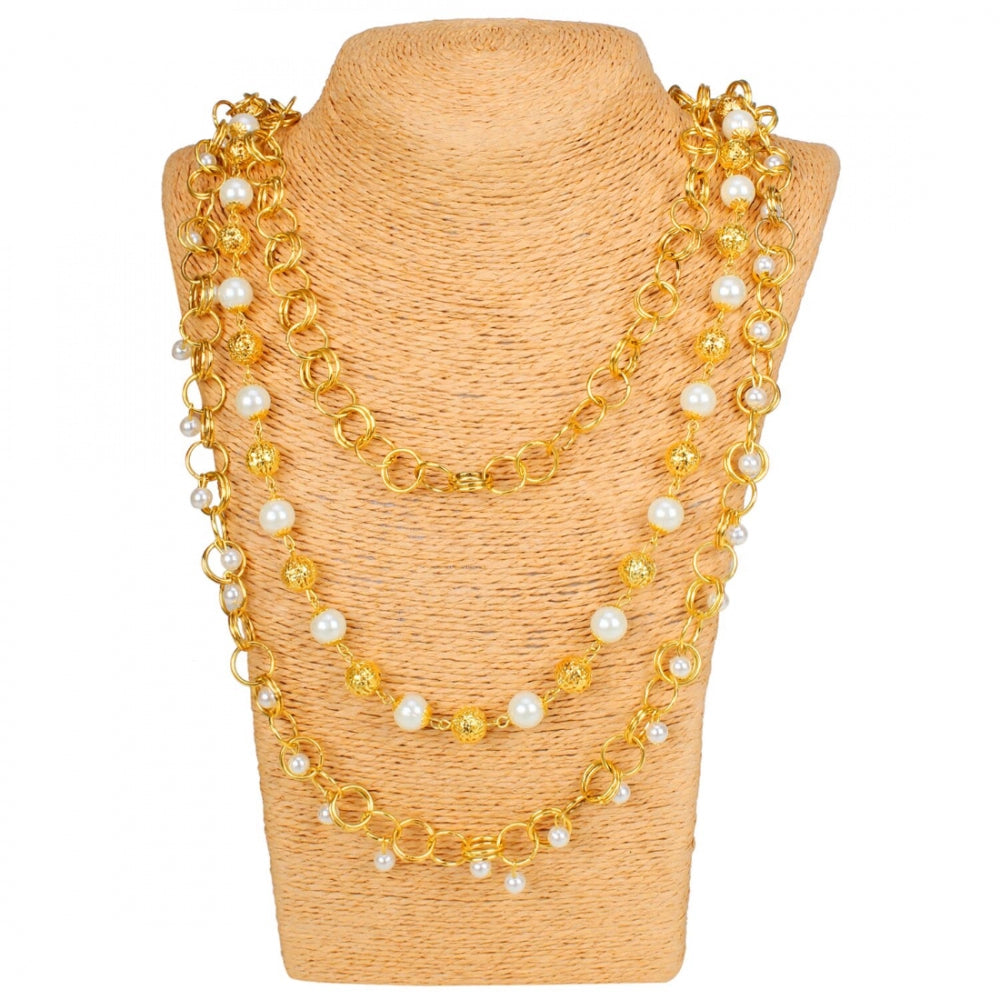 Pearl Mala Multi Layer Daily Wear Gold Plated Chain