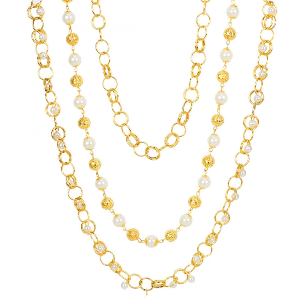 Pearl Mala Multi Layer Daily Wear Gold Plated Chain