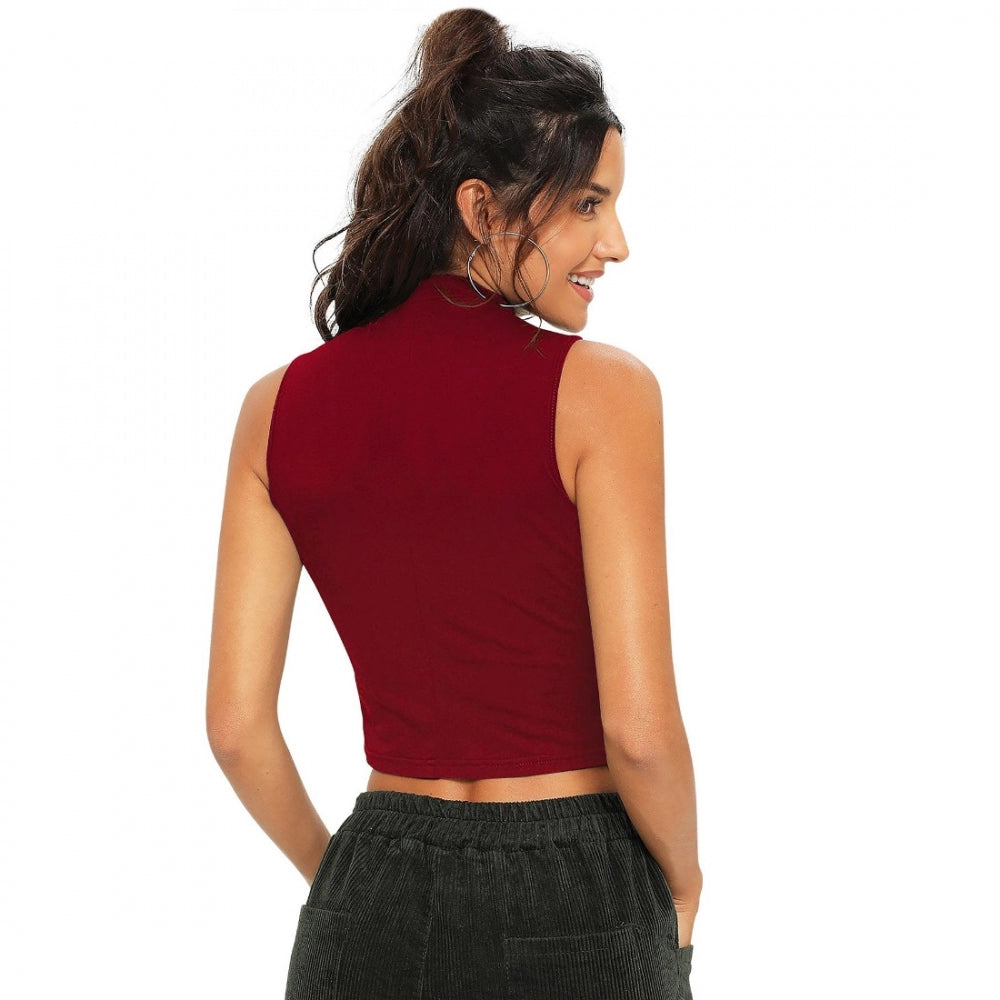 Generic Women's Polyester, Knitting Western Wear Tops (Maroon)