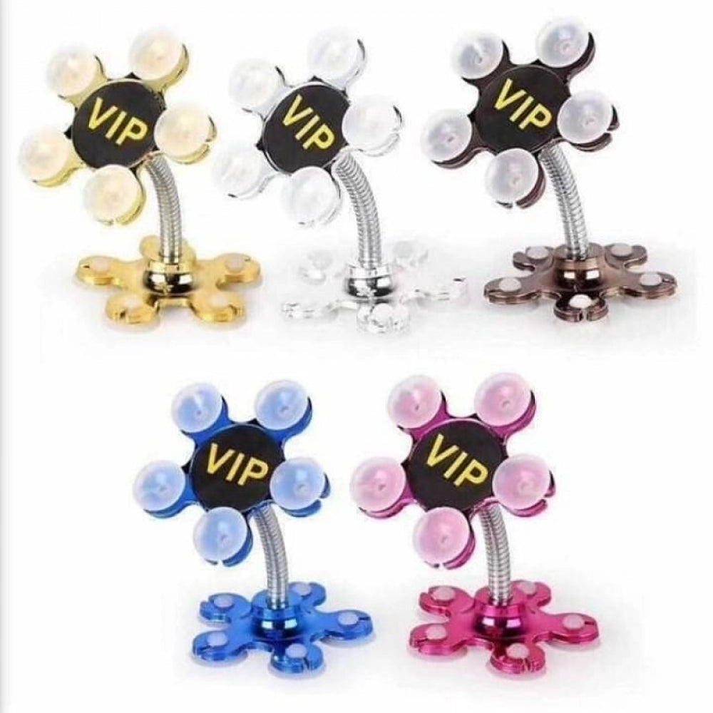 Generic Pack Of_5 Phone Sucking Stand Flower Shape Cell Phone Holder (Color: Assorted)