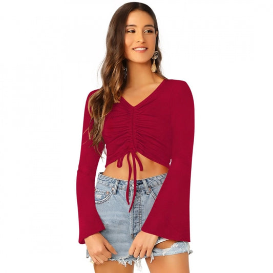 Generic Women's 95% Polyester 5% Spendex Western Wear Tops (Maroon)