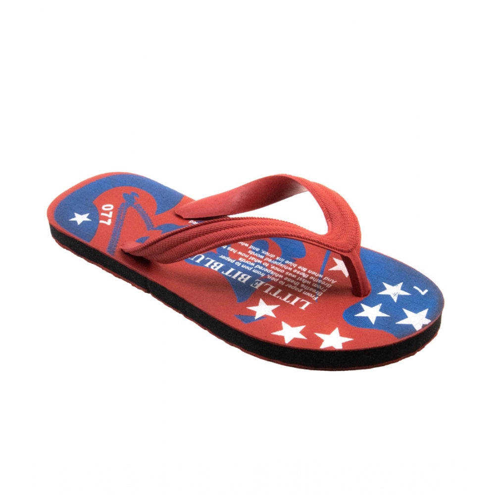 Generic Unisex Printed Lightweight Flip-Flop Hawai Slipper (Red)