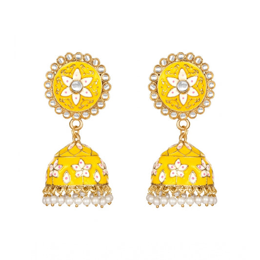 Generic Women's Rose Gold Plated Alloy Earrings (Yellow)