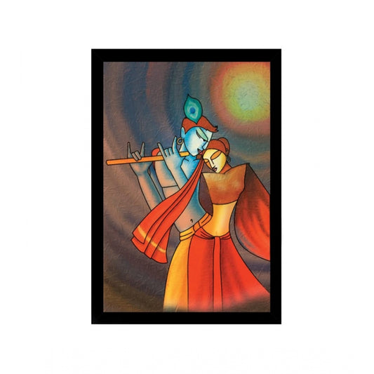 Generic Radha Krishna Painting with Synthetic Photo Frame (Multicolor)