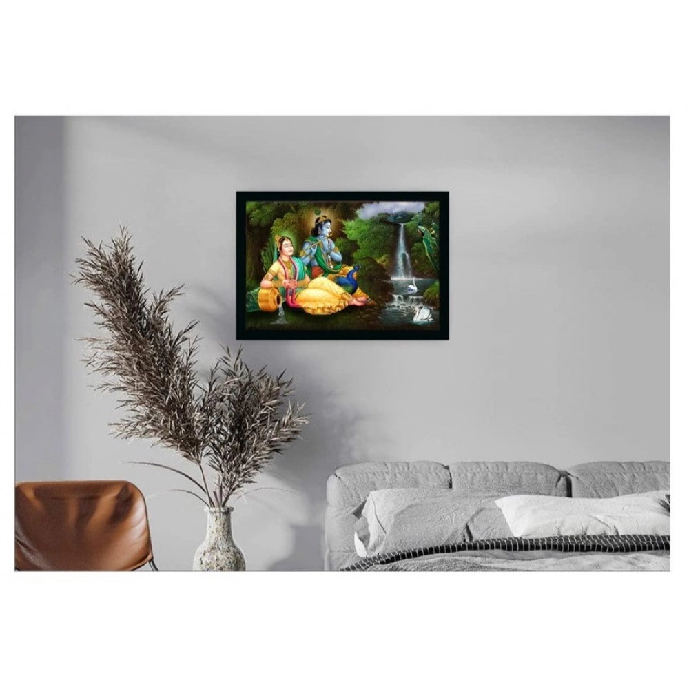 Generic Radha Krishna Painting with Synthetic Photo Frame (Multicolor)