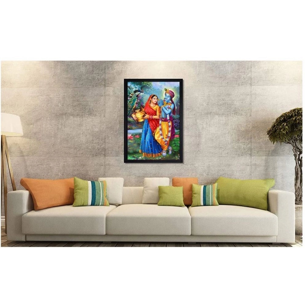 Generic Radha Krishna Painting with Synthetic Photo Frame (Multicolor)