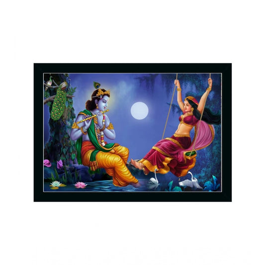 Generic Radha Krishna Painting with Synthetic Photo Frame (Multicolor)