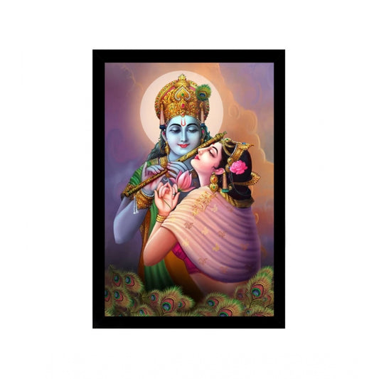 Generic Radha Krishna Painting with Synthetic Photo Frame (Multicolor)