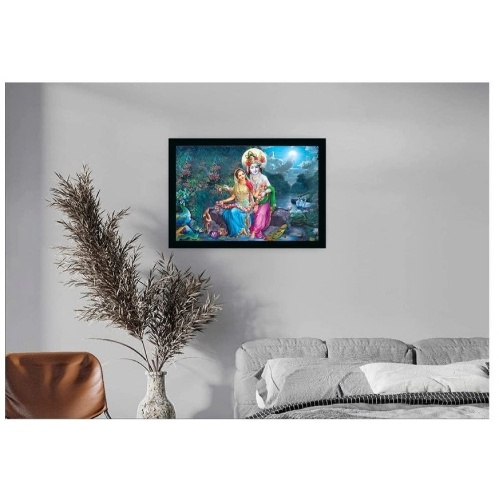 Generic Radha Krishna Painting with Synthetic Photo Frame (Multicolor)