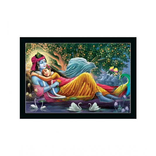 Generic Radha Krishna Painting with Synthetic Photo Frame (Multicolor)