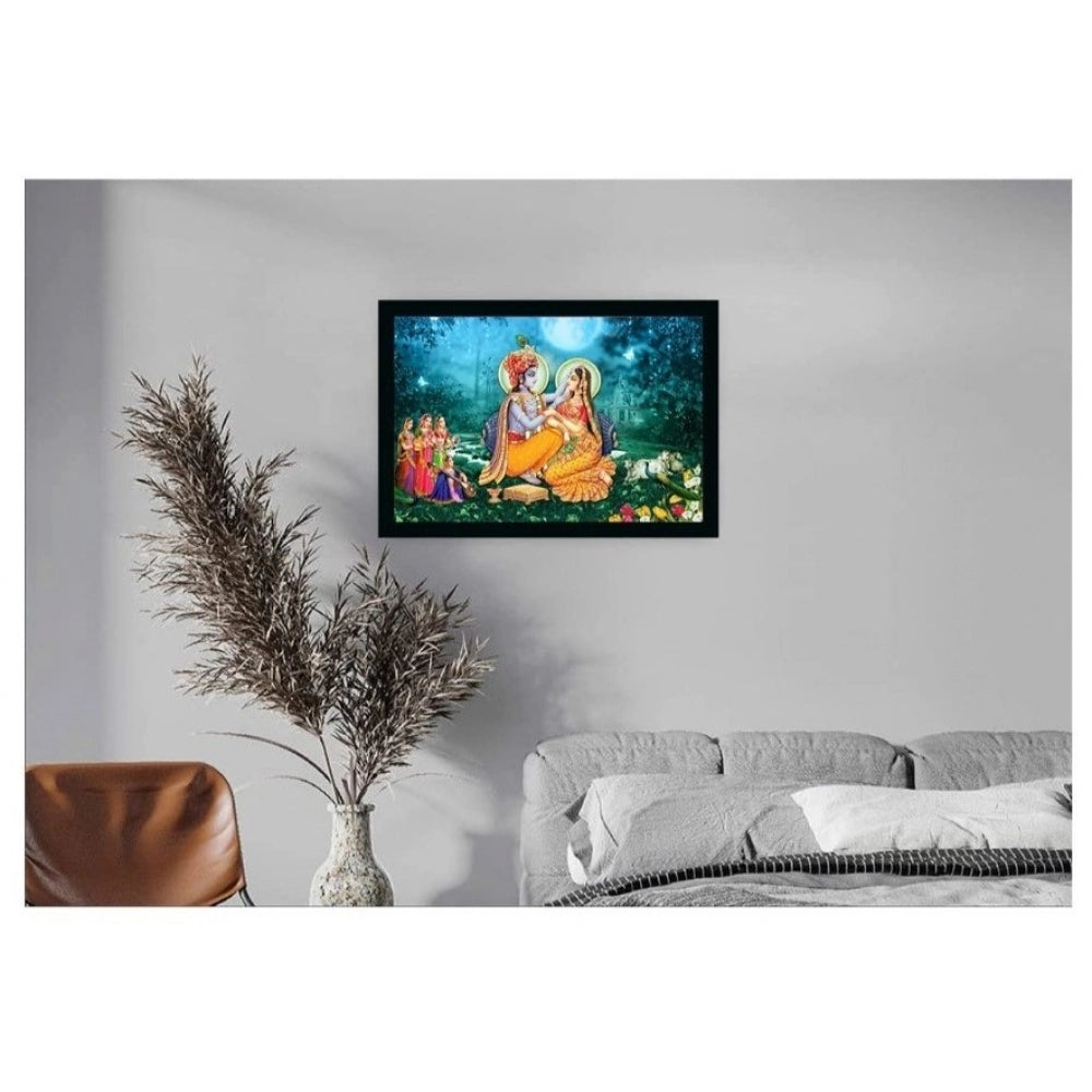 Generic Radha Krishna Painting with Synthetic Photo Frame (Multicolor)