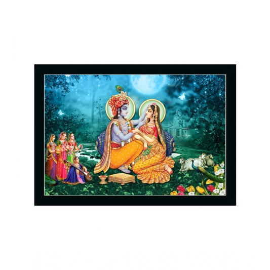 Generic Radha Krishna Painting with Synthetic Photo Frame (Multicolor)