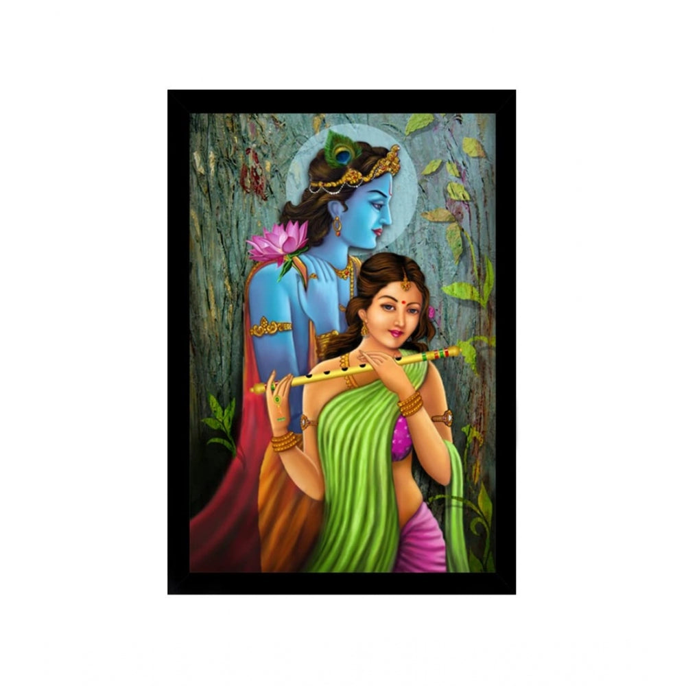 Generic Radha Krishna Painting with Synthetic Photo Frame (Multicolor)