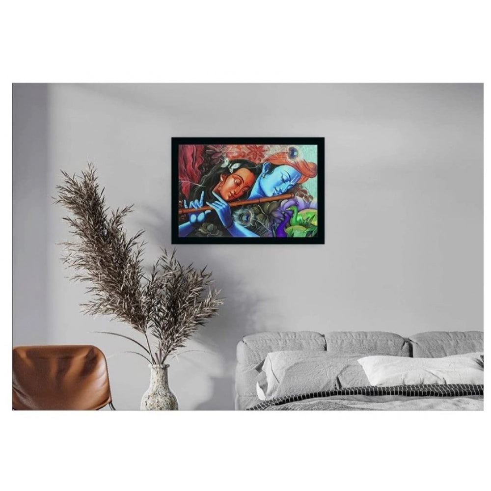 Generic Radha Krishna Painting with Synthetic Photo Frame (Multicolor)