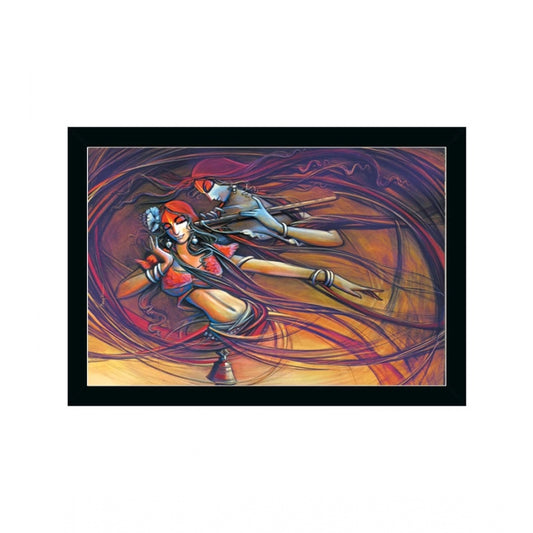 Generic Radha Krishna Painting with Synthetic Photo Frame (Multicolor)