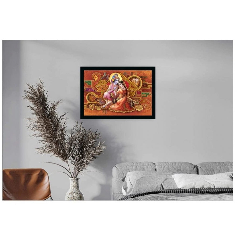 Generic Radha Krishna Painting with Synthetic Photo Frame (Multicolor)