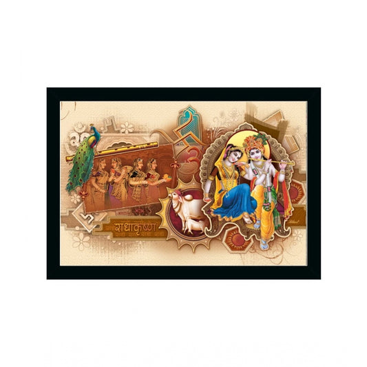 Generic Radha Krishna Painting with Synthetic Photo Frame (Multicolor)