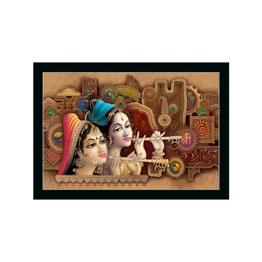 Generic Radha Krishna Painting with Synthetic Photo Frame (Multicolor)