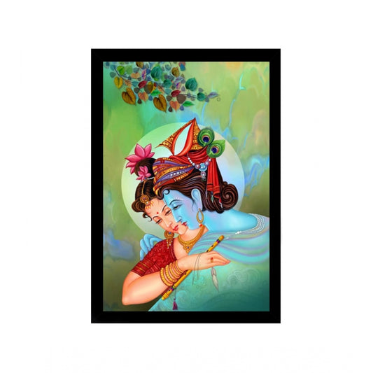 Generic Beautiful Radha Krishna Vinyl Sparkle Coated with Synthetic Photo Frame (Multicolor)