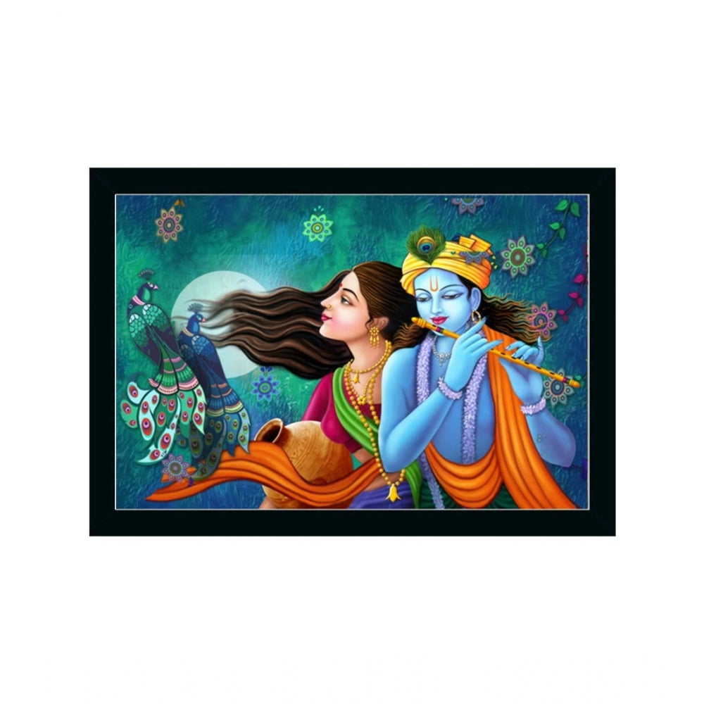 Generic Radha Krishna Painting with Synthetic Photo Frame (Multicolor)