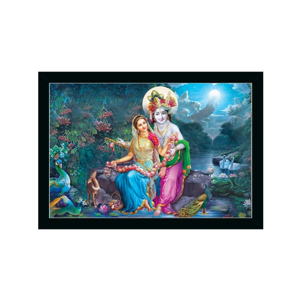 Generic Radha Krishna Painting with Synthetic Photo Frame (Multicolor)