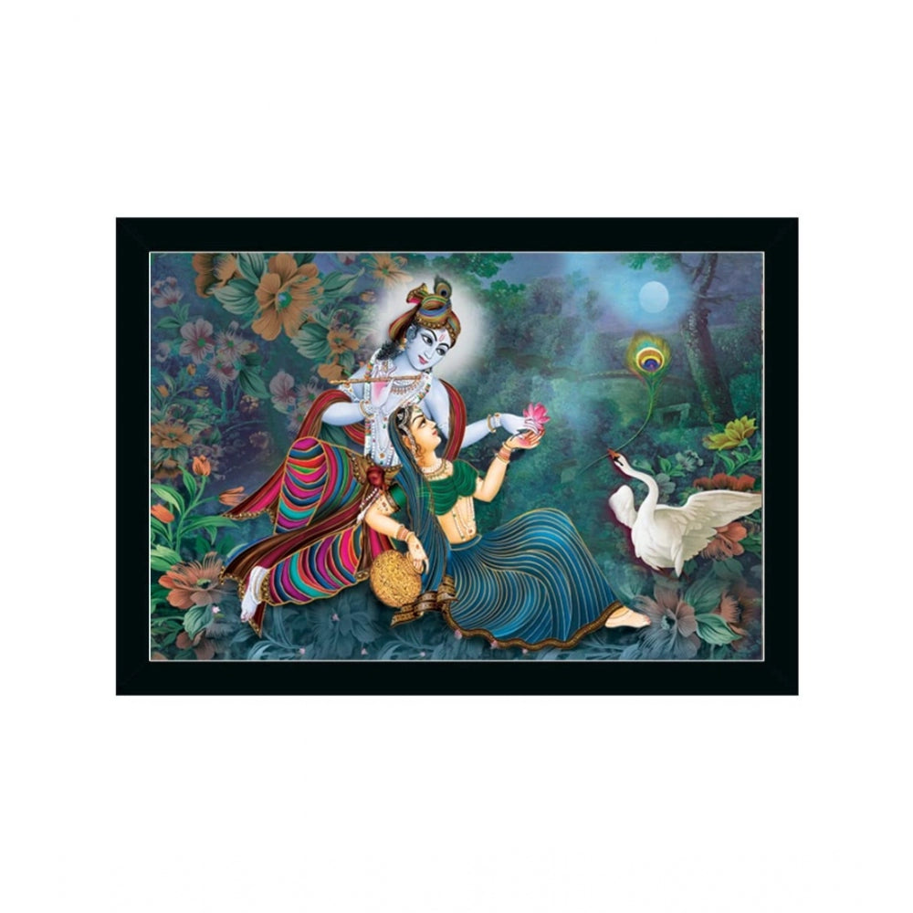 Generic Radha Krishna Painting with Synthetic Photo Frame (Multicolor)