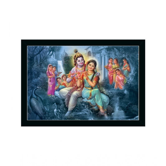 Generic Radha Krishna Painting with Synthetic Photo Frame (Multicolor)