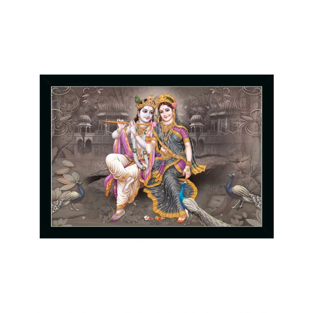 Generic Radha Krishna Painting with Synthetic Photo Frame (Multicolor)