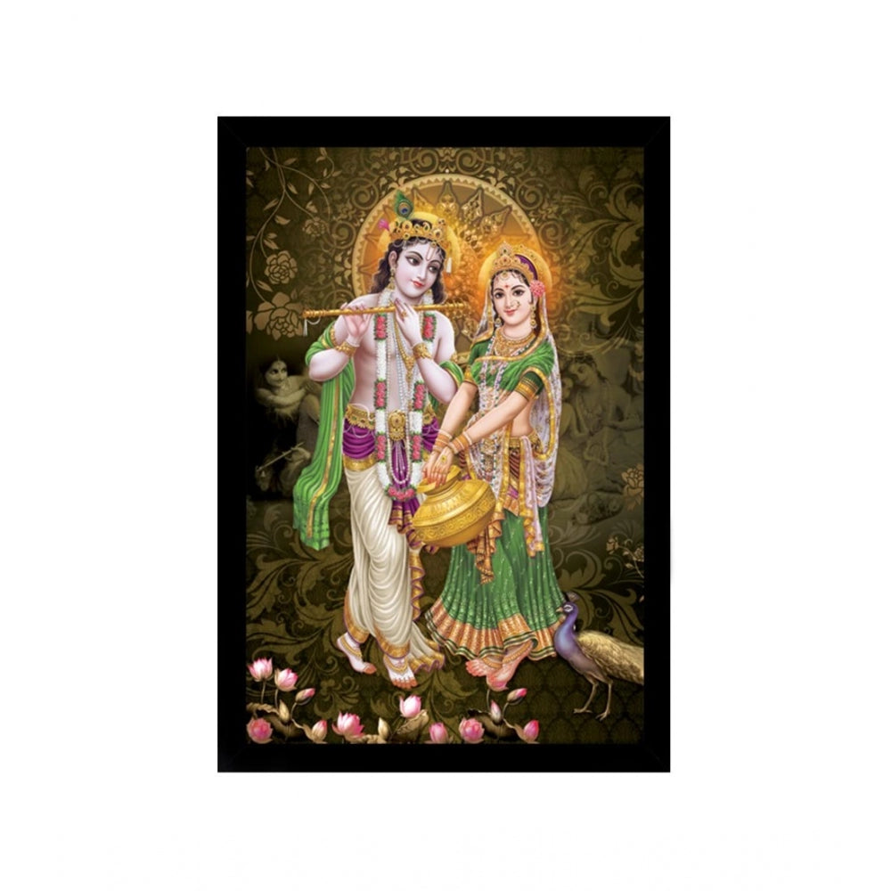 Generic Radha Krishna Painting with Synthetic Photo Frame (Multicolor)