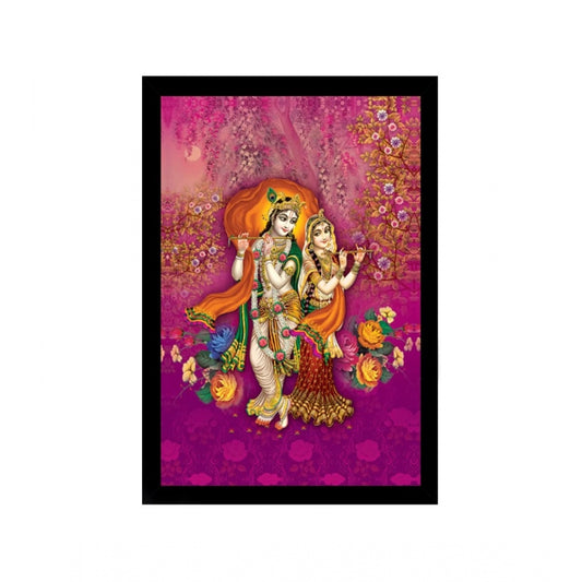 Generic Radha Krishna Painting with Synthetic Photo Frame (Multicolor)