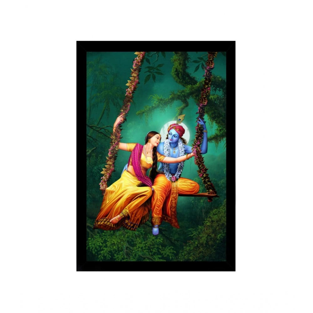 Generic Radha Krishna Painting with Synthetic Photo Frame (Multicolor)