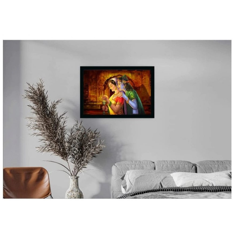 Generic Radha Krishna Painting with Synthetic Photo Frame (Multicolor)