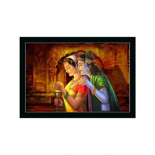 Generic Radha Krishna Painting with Synthetic Photo Frame (Multicolor)