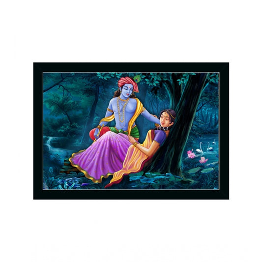 Generic Radha Krishna Painting with Synthetic Photo Frame (Multicolor)