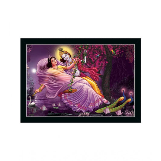 Generic Radha Krishna Painting with Synthetic Photo Frame (Multicolor)