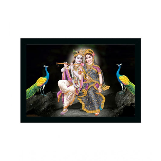 Generic Radha Krishna Painting Vinyl Sparkle Coated with Synthetic Photo Frame (Multicolor)