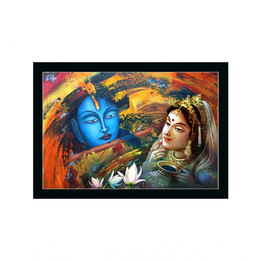 Generic Radha Krishna Painting with Synthetic Photo Frame (Multicolor)