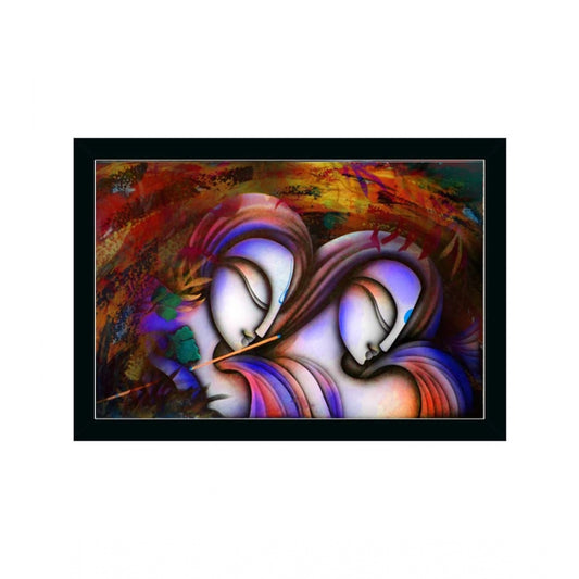 Generic Radha Krishna Painting with Synthetic Photo Frame (Multicolor)