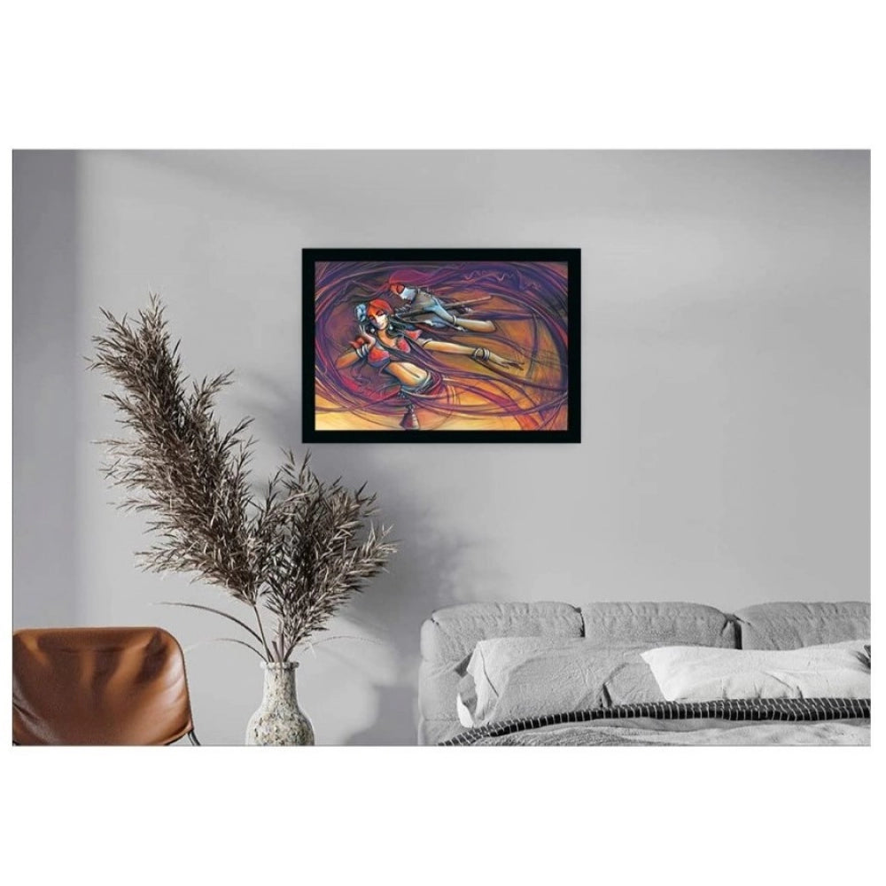 Generic Radha Krishna Painting with Synthetic Photo Frame (Multicolor)