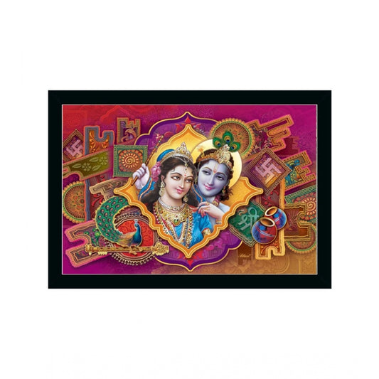 Generic Beautiful Radha Krishna Vinyl Sparkle Coated with Synthetic Photo Frame (Multicolor)